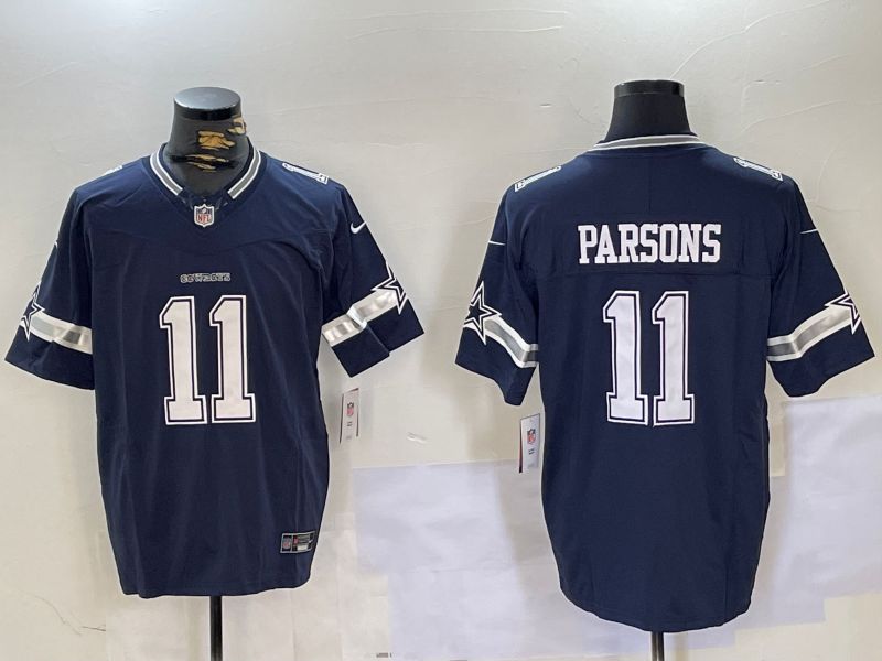 Men Dallas Cowboys 11 Parsons Blue 2024 Nike Three generations Vapor Limited NFL Jersey style 7
